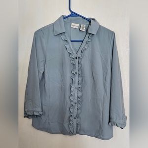 Beautiful Covington button down long sleeved blouse size small smoky blue